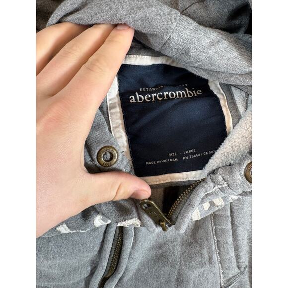 VINTAGE Y2K Abercrombie NY Hoodie Womens Gray Full Zip Sweatshirt Sporty Large - Picture 5 of 5